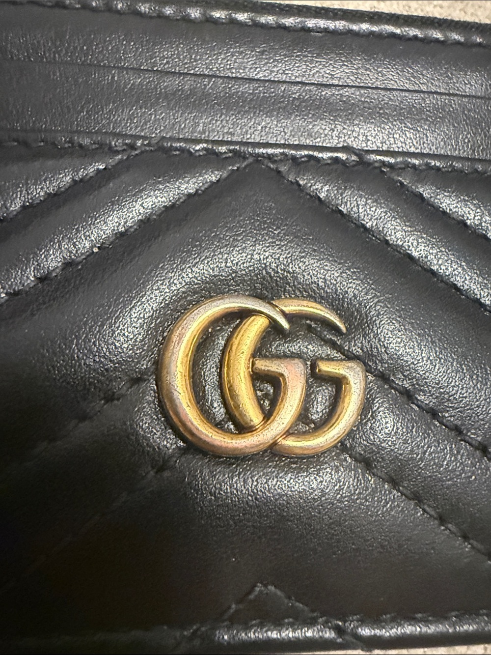 Gucci Black Marmont Quilted GG Leather Card Holder with Keyring - Picture 4 of 8